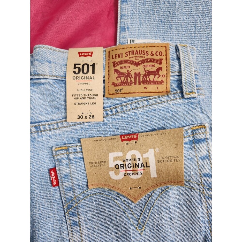 Levi's 501 Women's Size 30x26 Jeans Blue High Rise Cropped Straight Leg (27 - Picture 6 of 9